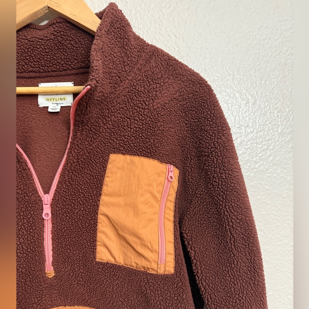 Aerie Offline Oversized Sherpa Quarter Zip Jacket - Picture 6 of 11
